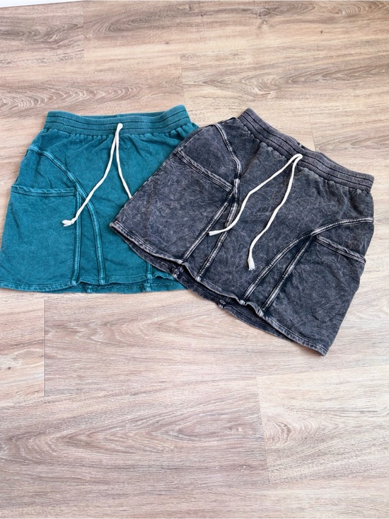 Los Angeles Apparel Dresses & Skirts - Los Angeles Apparel Teal & Washed Black Drawstring Mini Skirts